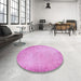 Round Patterned Violet Purple Rug in a Office, pat2546pur