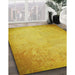 Patterned Yellow Rug in Family Room, pat2546yw