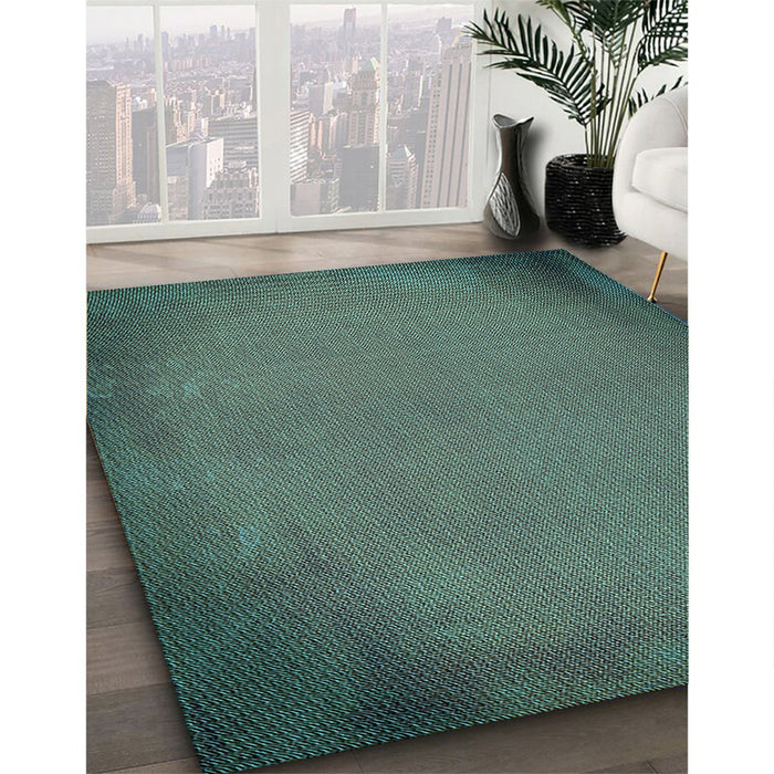 Patterned Mint Green Rug in Family Room, pat2547lblu