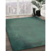 Patterned Mint Green Rug in Family Room, pat2547lblu
