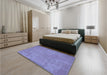 Patterned Slate Blue Rug in a Bedroom, pat2548blu