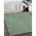 Machine Washable Transitional Hazel Green Rug in a Family Room, wshpat2548lblu