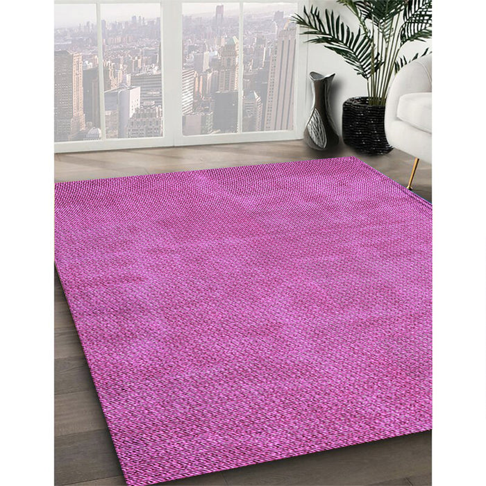 Patterned Neon Pink Rug in Family Room, pat2548pur