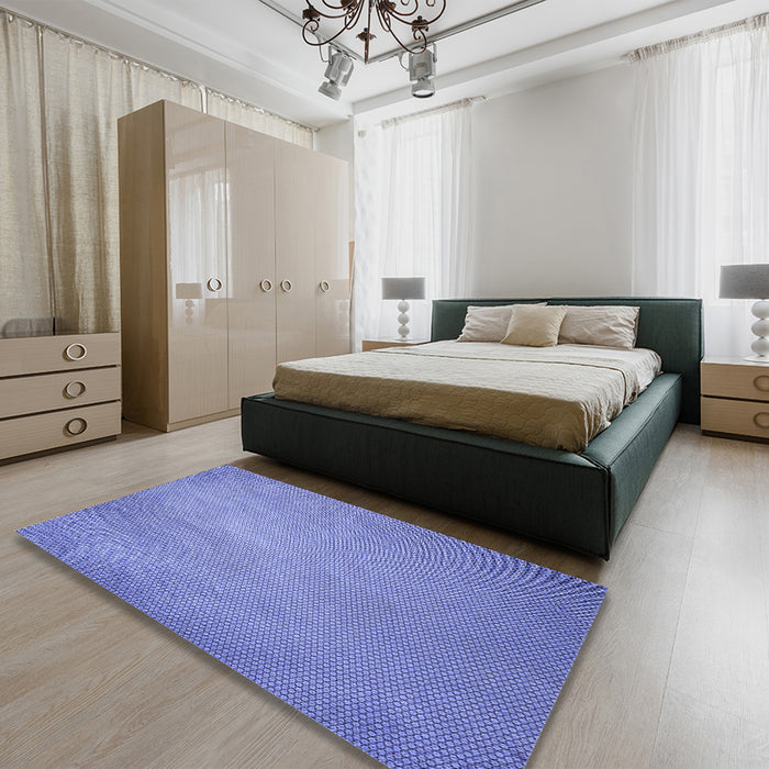 Patterned Denim Blue Rug in a Bedroom, pat2549blu