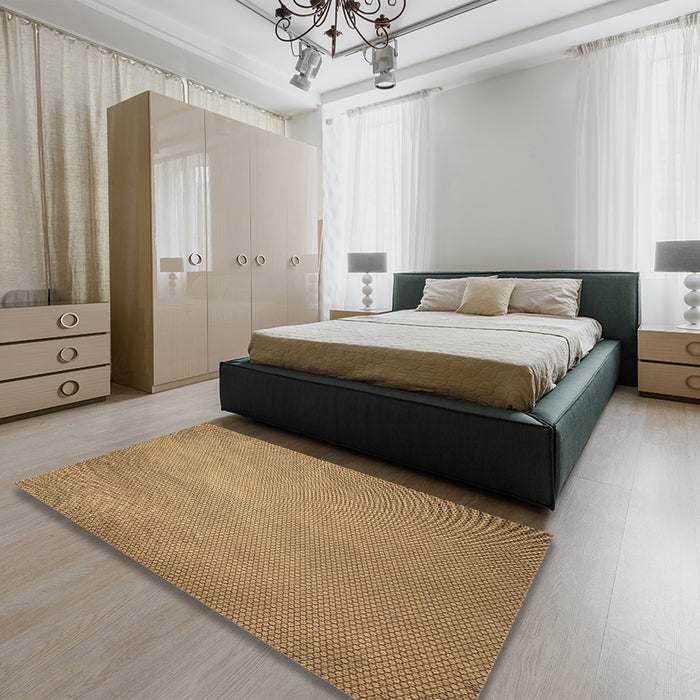 Patterned Orange Rug in a Bedroom, pat2549brn