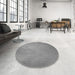 Round Patterned Cloud Gray Rug in a Office, pat2549gry