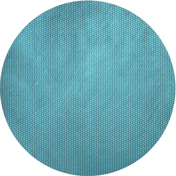 Square Patterned Dark Cyan Green Rug, pat2549lblu