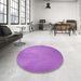 Round Patterned Violet Purple Rug in a Office, pat2549pur