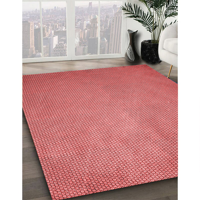 Patterned Ruby Red Rug in Family Room, pat2549rd