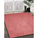 Patterned Ruby Red Rug in Family Room, pat2549rd