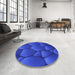 Round Patterned Blue Rug in a Office, pat255blu