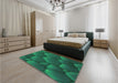 Patterned Deep Teal Green Rug in a Bedroom, pat255grn