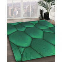 Patterned Deep Teal Green Rug, pat255grn