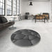 Round Patterned Smokey Gray Rug in a Office, pat255gry