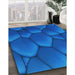 Patterned Neon Blue Rug in Family Room, pat255lblu