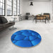 Round Patterned Neon Blue Rug in a Office, pat255lblu