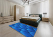 Patterned Neon Blue Rug in a Bedroom, pat255lblu