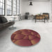 Round Patterned Chestnut Red Rug in a Office, pat255org