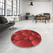 Round Patterned Red Rug in a Office, pat255rd