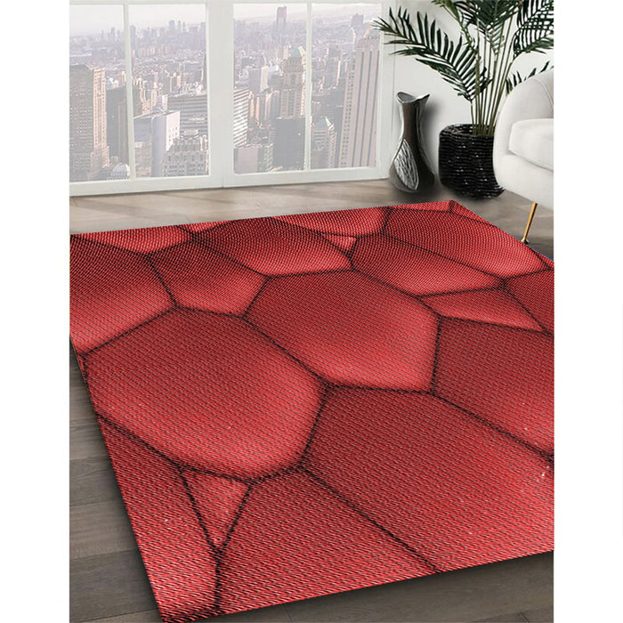 Machine Washable Transitional Red Rug in a Family Room, wshpat255rd