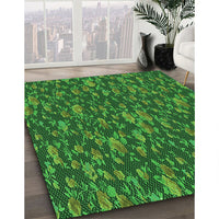 Patterned Deep Emerald Green Rug, pat2550grn