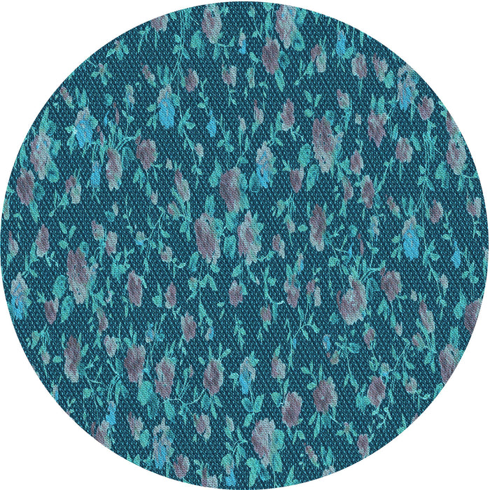 Square Patterned Dark Turquoise Green Rug, pat2550lblu
