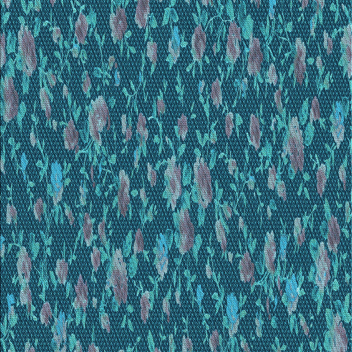 Patterned Dark Turquoise Green Rug, pat2550lblu