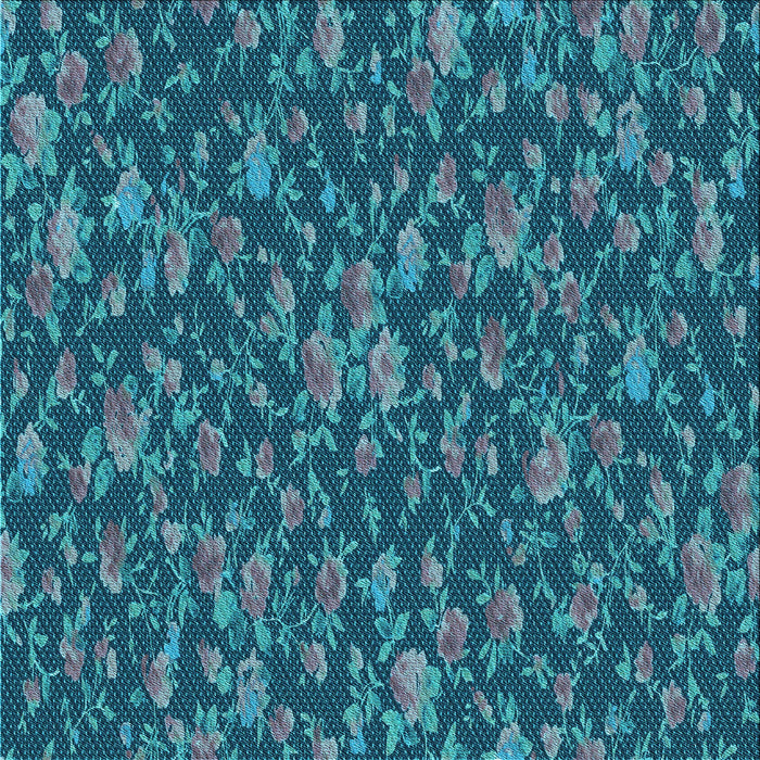 Round Patterned Dark Turquoise Green Rug, pat2550lblu