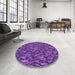 Round Patterned Purple Rug in a Office, pat2550pur