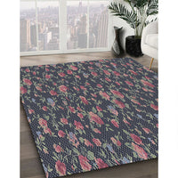 Patterned Gunmetal Gray Novelty Rug, pat2550