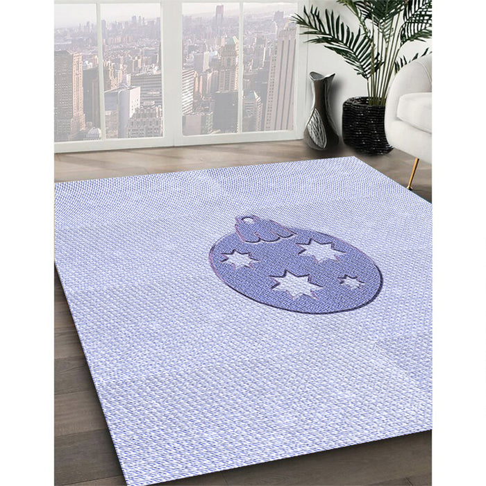 Patterned Lavender Blue Rug in Family Room, pat2551blu