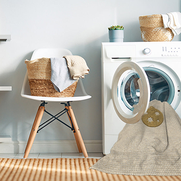 Machine Washable Transitional Moccasin Beige Rug in a Washing Machine, wshpat2551brn