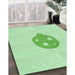 Patterned Mint Green Rug in Family Room, pat2551grn