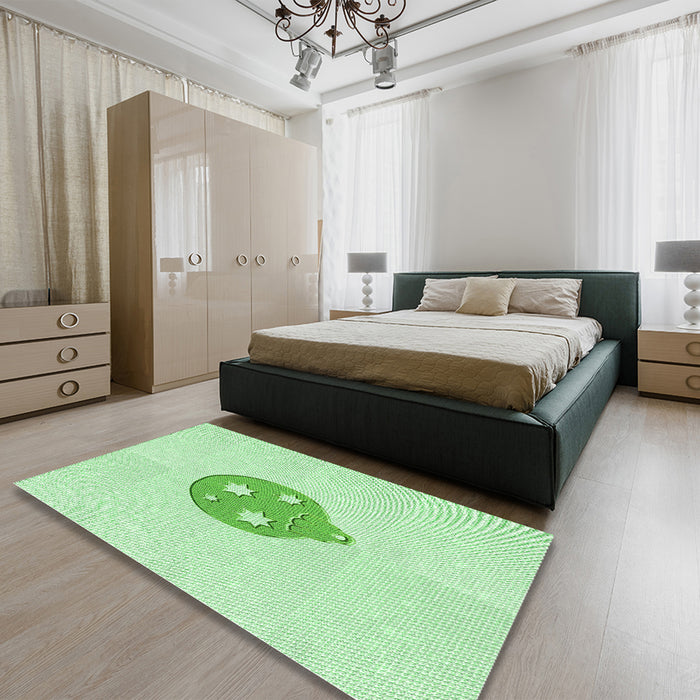 Round Machine Washable Transitional Mint Green Rug in a Office, wshpat2551grn