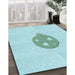 Patterned Diamond Blue Rug in Family Room, pat2551lblu