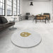 Round Patterned Off-White Novelty Rug in a Office, pat2551