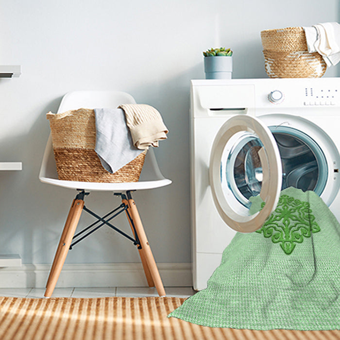Machine Washable Transitional Mint Green Rug in a Washing Machine, wshpat2552grn