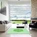 Square Patterned Mint Green Rug in a Living Room, pat2552grn