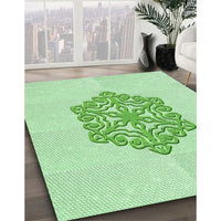 Patterned Mint Green Rug, pat2552grn