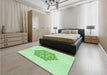 Patterned Mint Green Rug in a Bedroom, pat2552grn