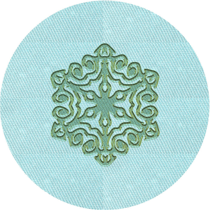 Square Machine Washable Transitional Medium Turquoise Green Rug in a Living Room, wshpat2552lblu