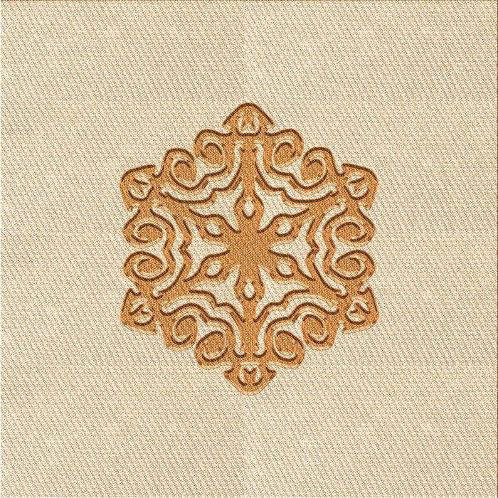 Round Patterned Orange Rug, pat2552org