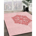 Patterned Pastel Red Pink Rug in Family Room, pat2552rd