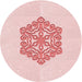 Square Patterned Pastel Red Pink Rug, pat2552rd