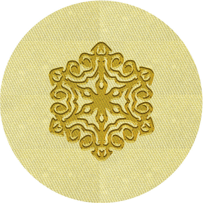 Square Machine Washable Transitional Yellow Rug in a Living Room, wshpat2552yw