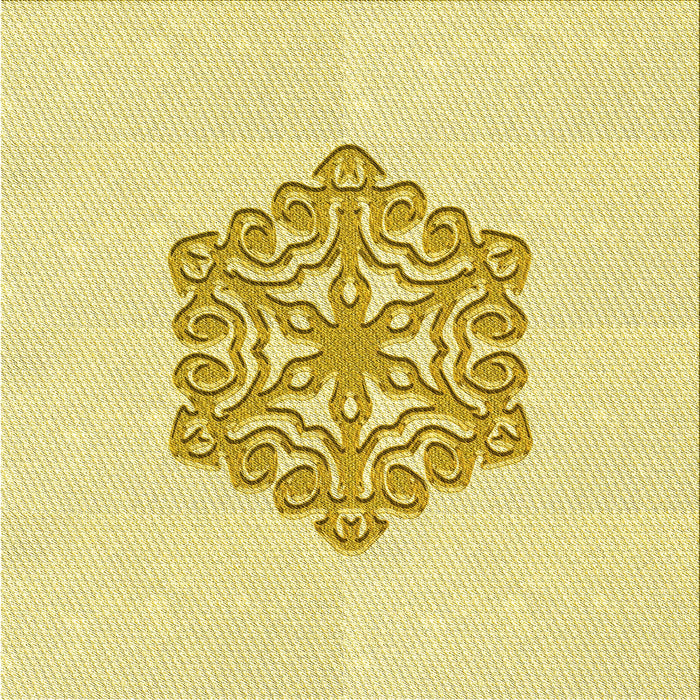 Round Machine Washable Transitional Yellow Rug, wshpat2552yw