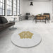 Round Patterned Pearl White Beige Novelty Rug in a Office, pat2552