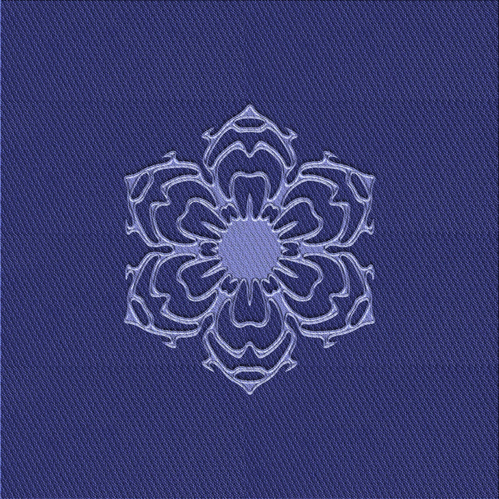 Round Patterned Denim Dark Blue Rug, pat2553blu