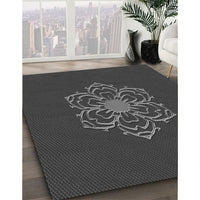 Patterned Charcoal Black Rug, pat2553gry