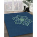 Patterned Blue Rug in Family Room, pat2553lblu